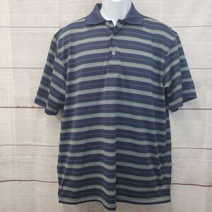 Perry Ellis U2 Under Golf Polo Blue Shirt Men’s Large Striped Green Purple